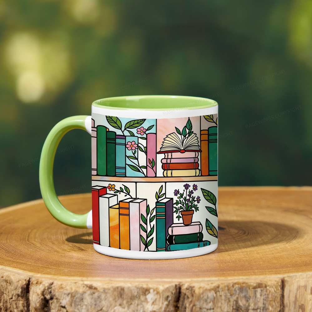 Pagewings Floral Bookshelf Mug