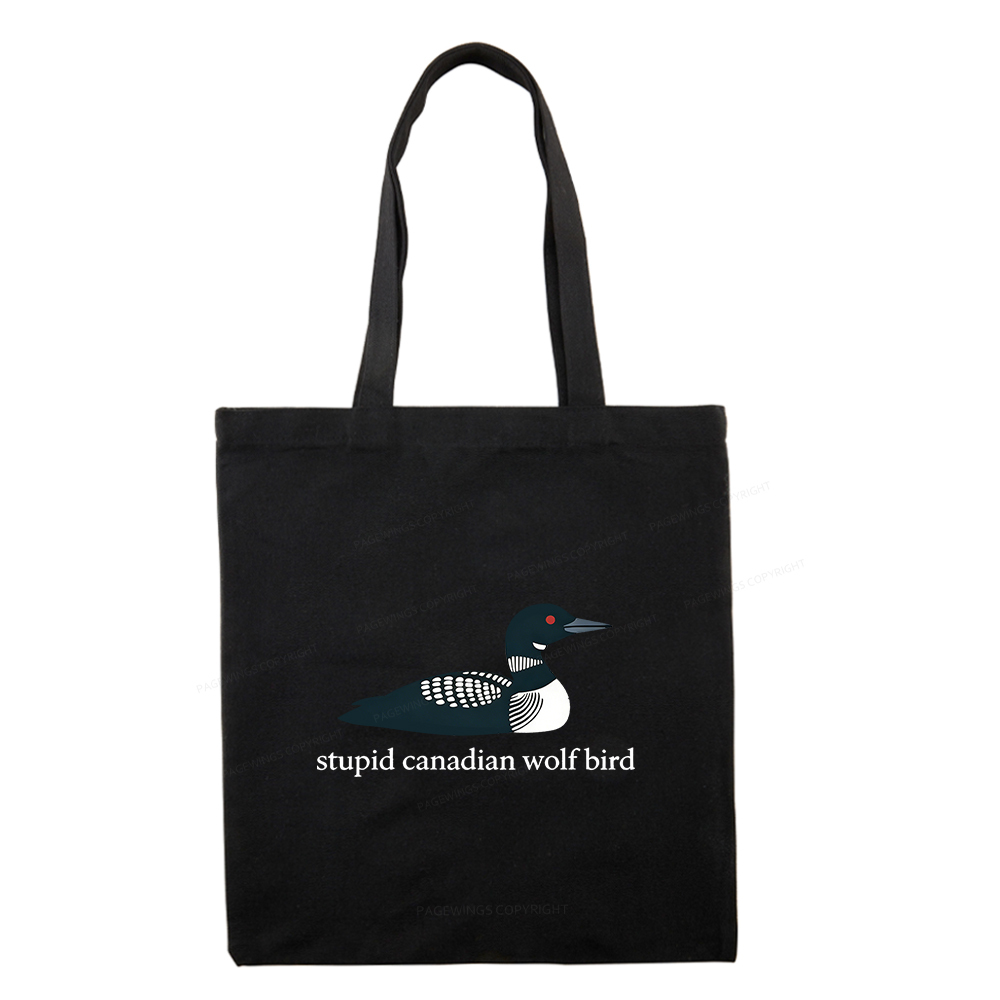 Pagewings Stupid Canadian Wolf Bird Tote Bag