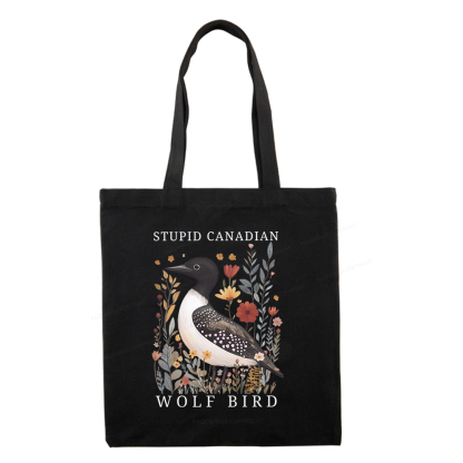 Pagewings Stupid Canadian Wolf Bird Tote Bag