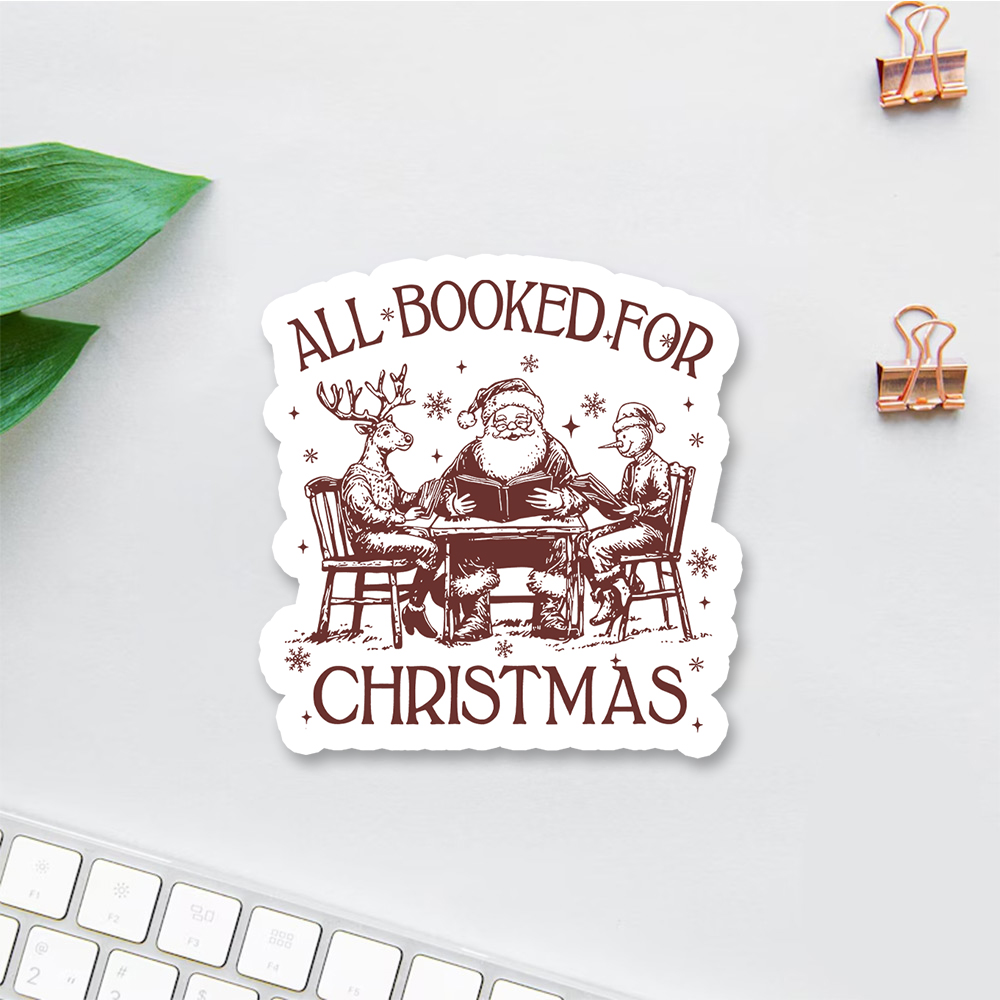 Pagewings Retro All Booked For Christmas Sticker