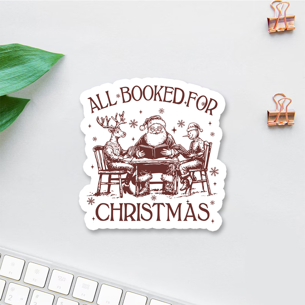 Pagewings Retro All Booked For Christmas Sticker