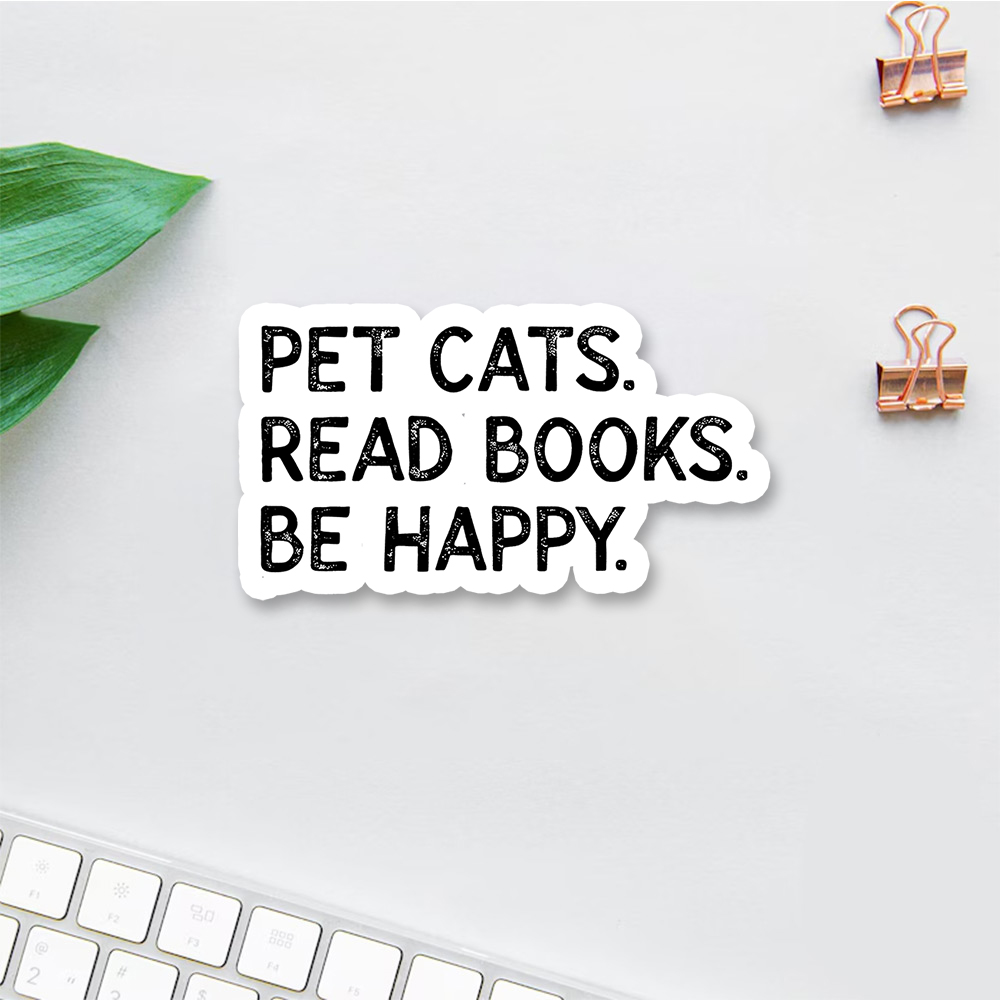 Pagewings Pet Cats Read Books Be Happy Sticker