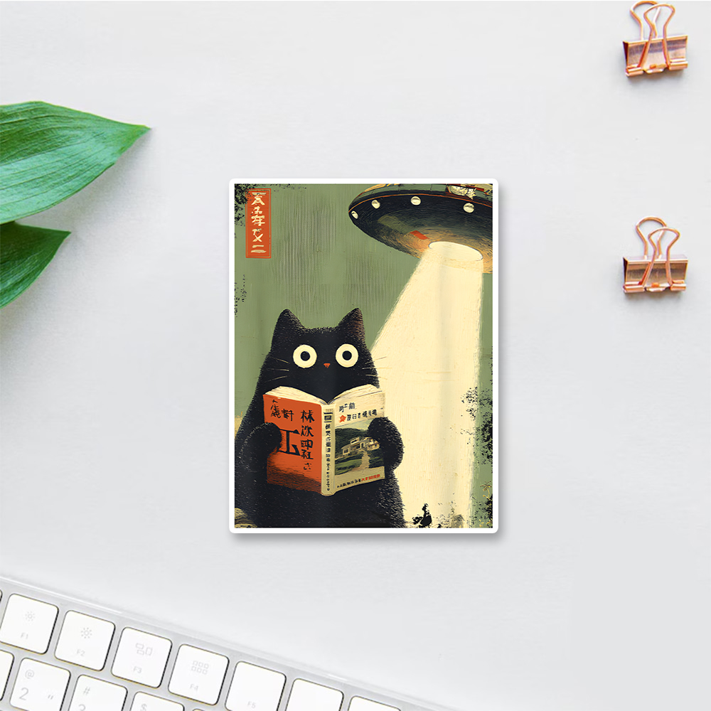 Pagewings Vintage Cat Book Lovers Sticker
