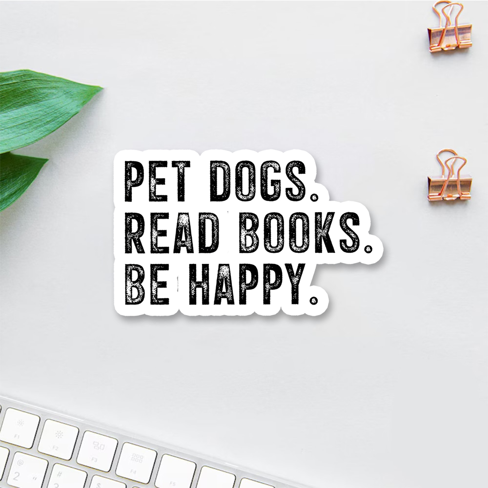 Pagewings Pet Dogs Read Books Be Happy Sticker