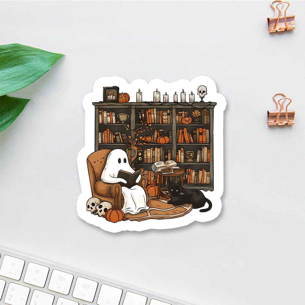 Pagewings Halloween Ghost Reading Books Sticker