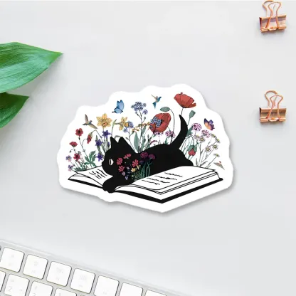 Pagewings Cute Book Cat Sticker