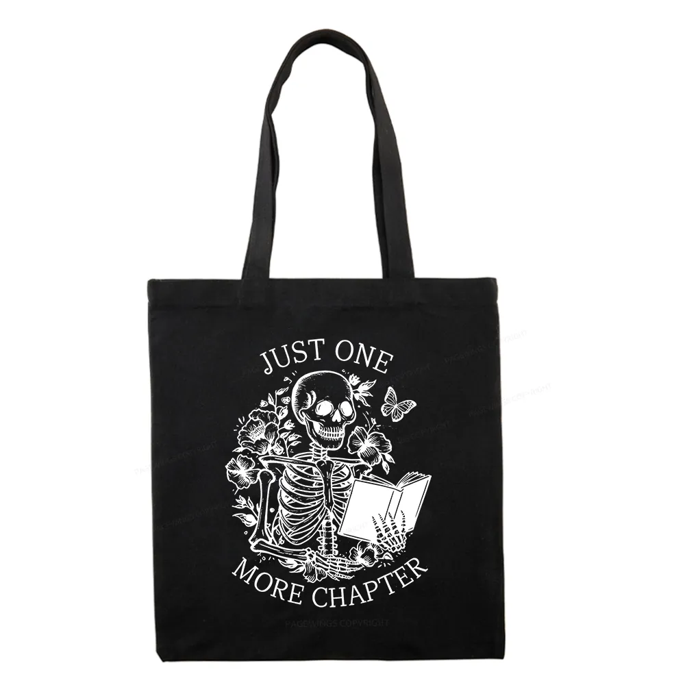 Pagewing One More Chapter Skeleton Unisex Tee Tote Bag
