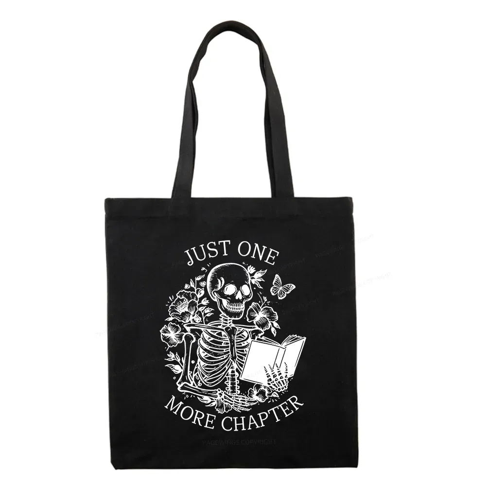 Pagewing One More Chapter Skeleton Unisex Tee Tote Bag