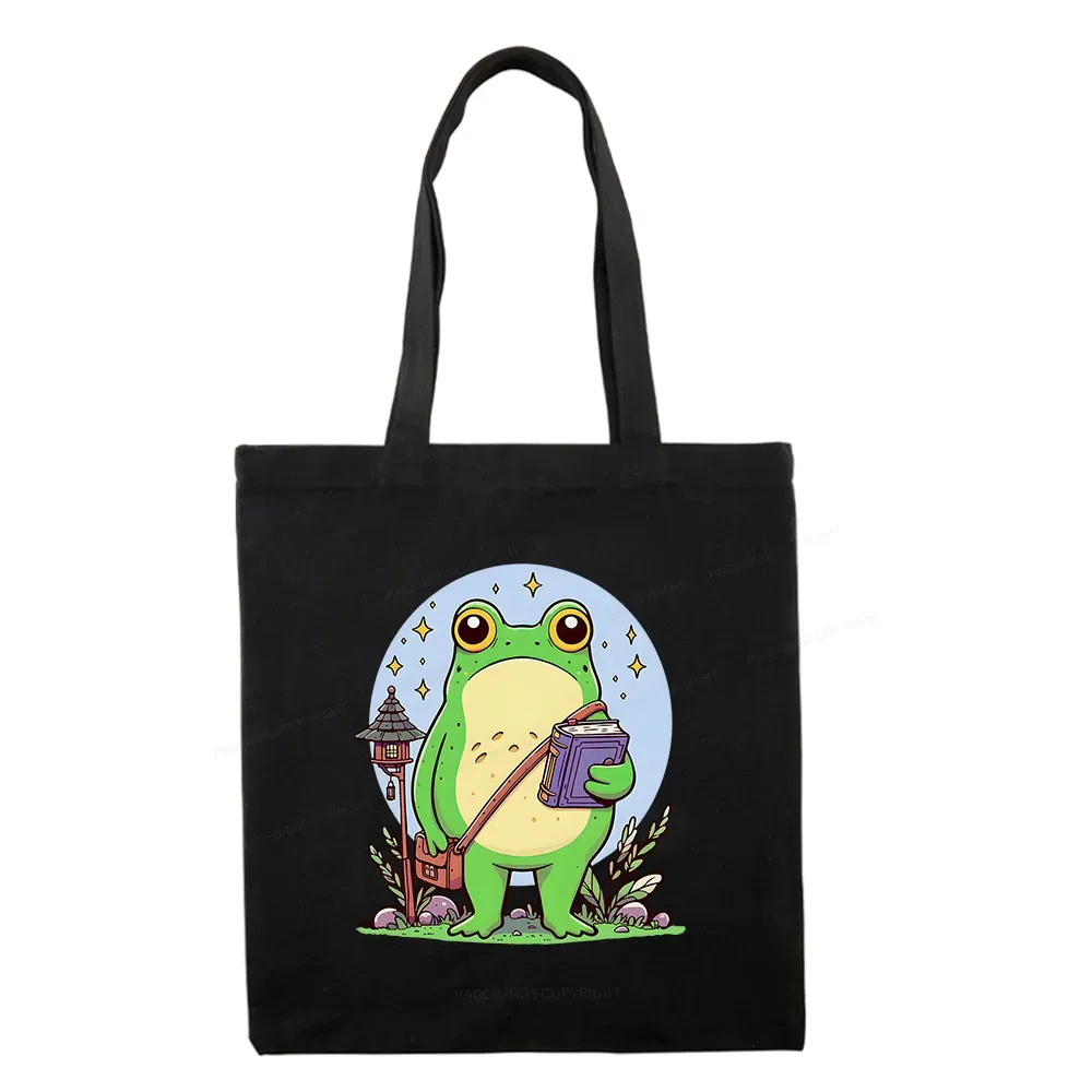 Pagewings Frog Reading Book Tote Bag