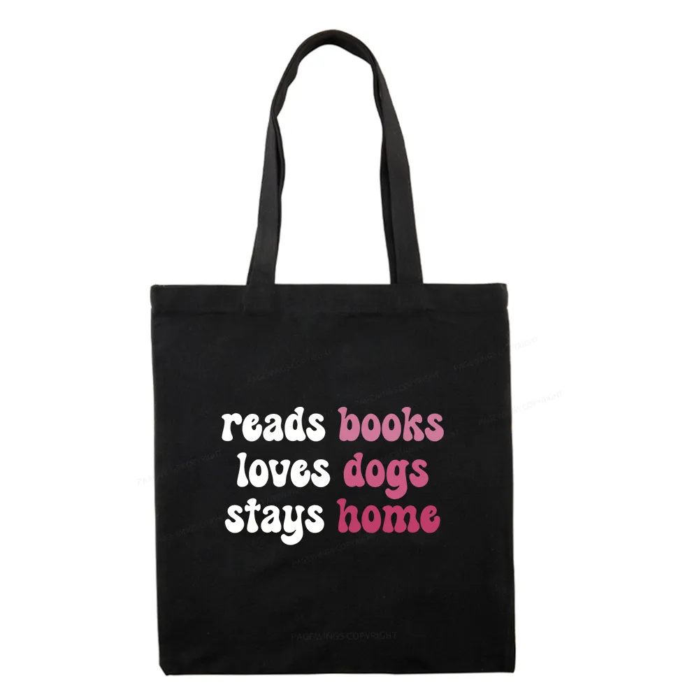 Pagewing Read Books & Love Dogs & Stay Home Tote Bag