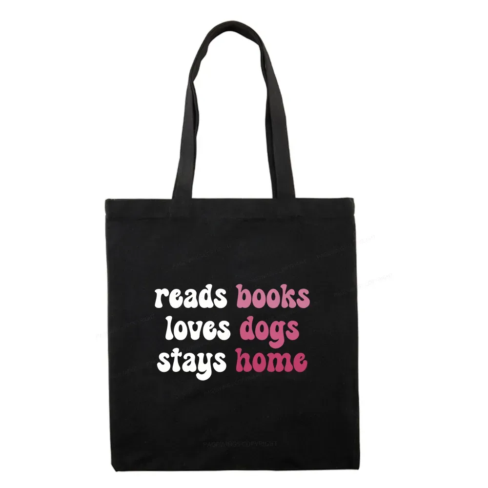 Pagewing Read Books & Love Dogs & Stay Home Tote Bag