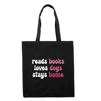 Pagewing Read Books & Love Dogs & Stay Home Tote Bag