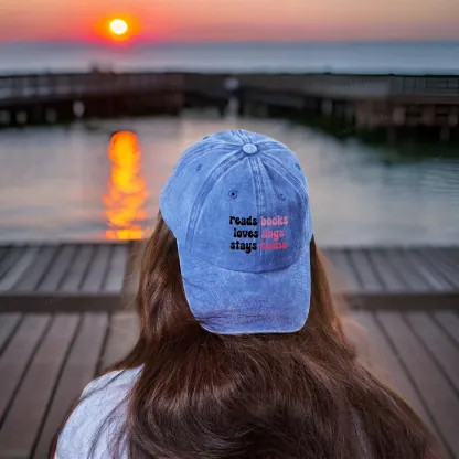 Pagewing Read Books & Love Dogs & Stay Home Washed Cap