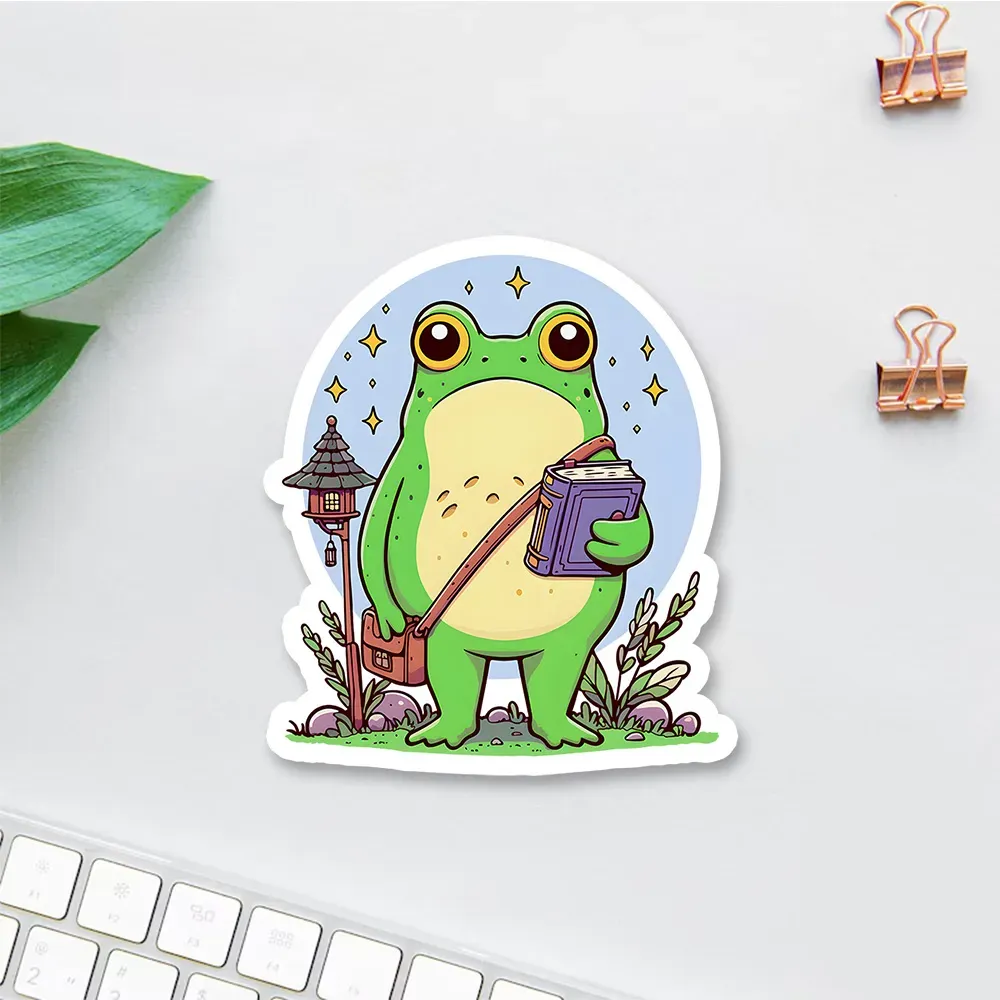 Pagewings Frog Reading Book Sticker