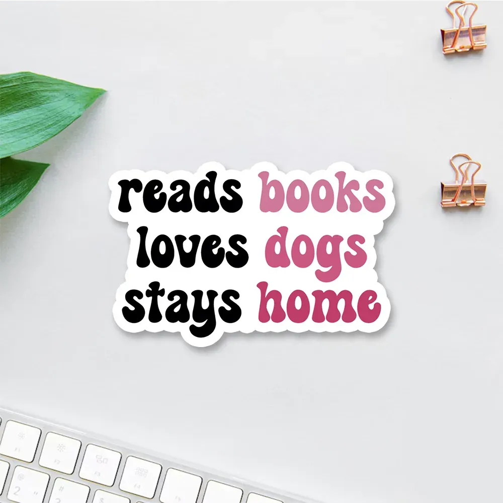 Pagewing Read Books & Love Dogs & Stay Home Sticker