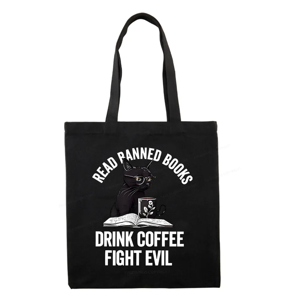 Pagewings Read Books Drink Coffee Fight Evil Tote Bag