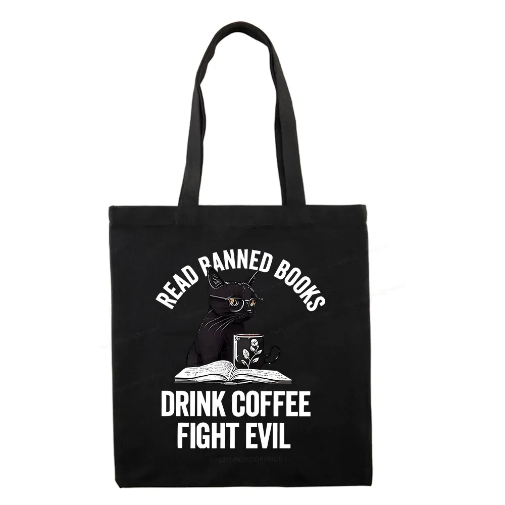 Pagewings Read Books Drink Coffee Fight Evil Tote Bag