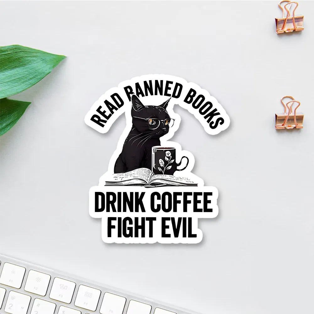 Pagewings Read Books Drink Coffee Fight Evil Sticker