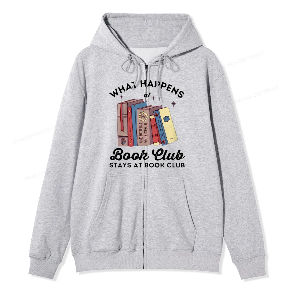 Pagewings Stays At Book Club Book Unisex Fleece Zip Up Hoodie