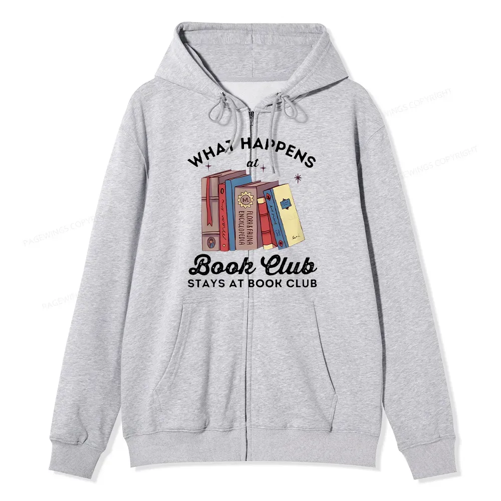 Pagewings Stays At Book Club Book Unisex Fleece Zip Up Hoodie