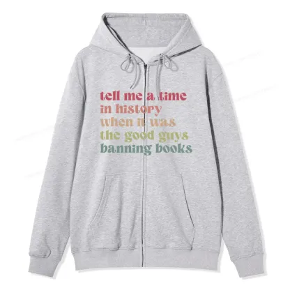 Pagewings Tell Me a Time in History Unisex Fleece Zip Up Hoodie