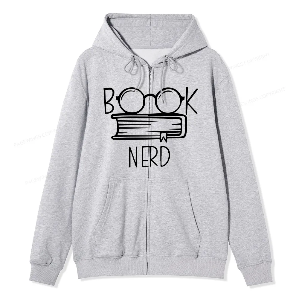 Pagewings Book Nerd Unisex Fleece Zip Up Hoodie