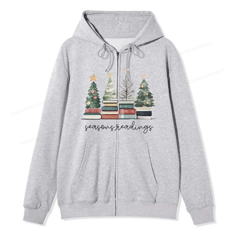 Pagewings Bookish Christmas Unisex Fleece Zip Up Hoodie