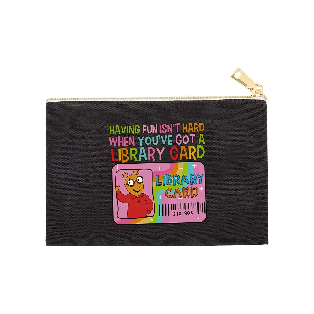 Pagewings Having Fun Isn't Hard When You've Got A Library Card Teacher Vintage Pouch