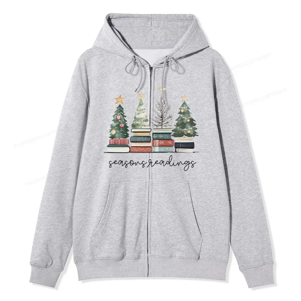 Pagewings Bookish Christmas Unisex Fleece Zip Up Hoodie