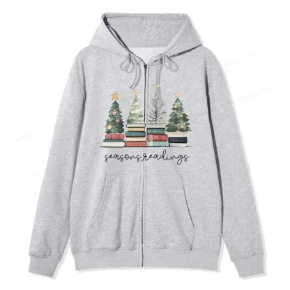Pagewings Bookish Christmas Unisex Fleece Zip Up Hoodie