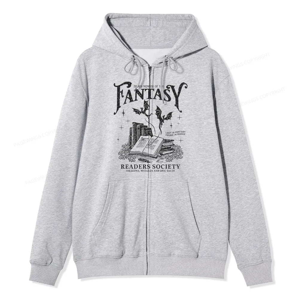 Pagewings Fantasy Readers Society Unisex Fleece Zip Up Hoodie