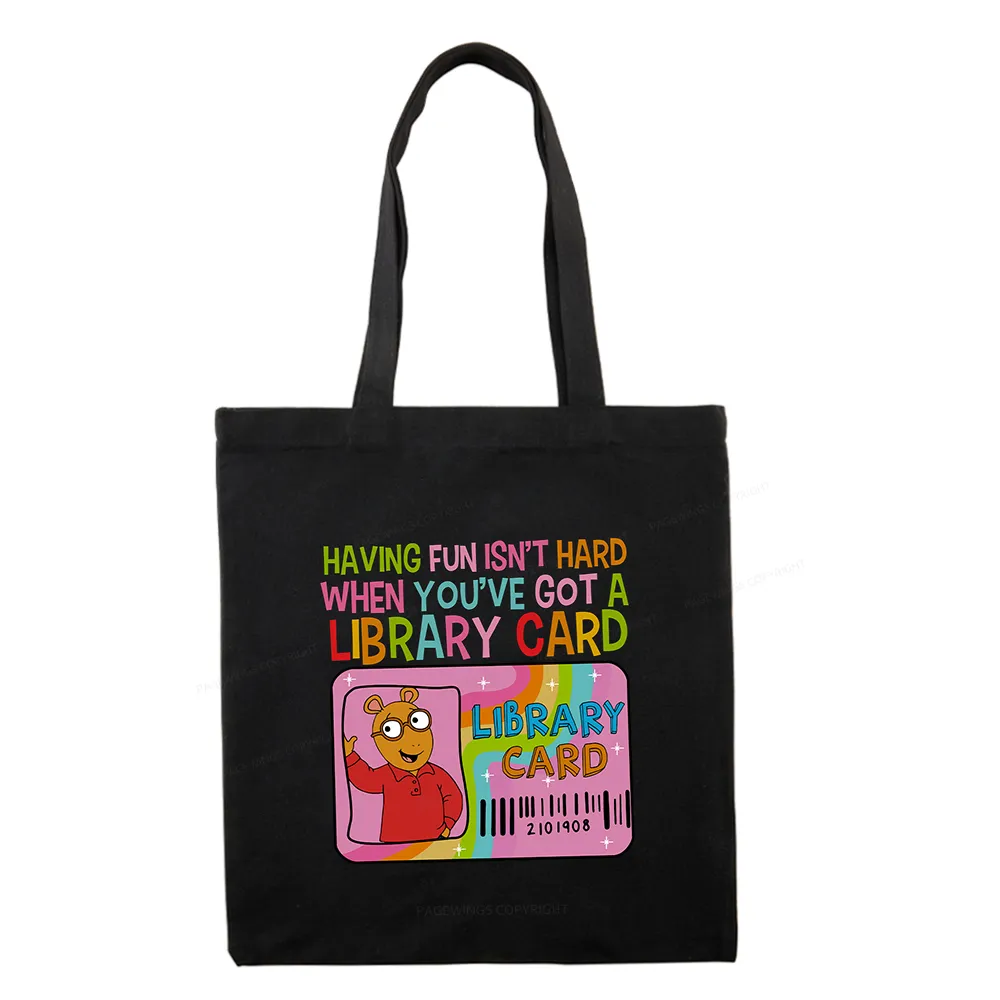 Pagewings Having Fun Isn't Hard When You've Got A Library Card Teacher Vintage Tote Bag