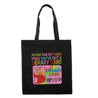 Pagewings Having Fun Isn't Hard When You've Got A Library Card Teacher Vintage Tote Bag