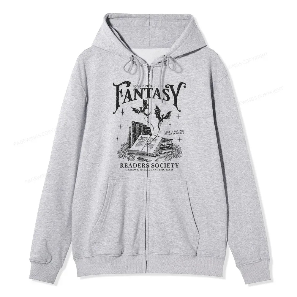 Pagewings Fantasy Readers Society Unisex Fleece Zip Up Hoodie