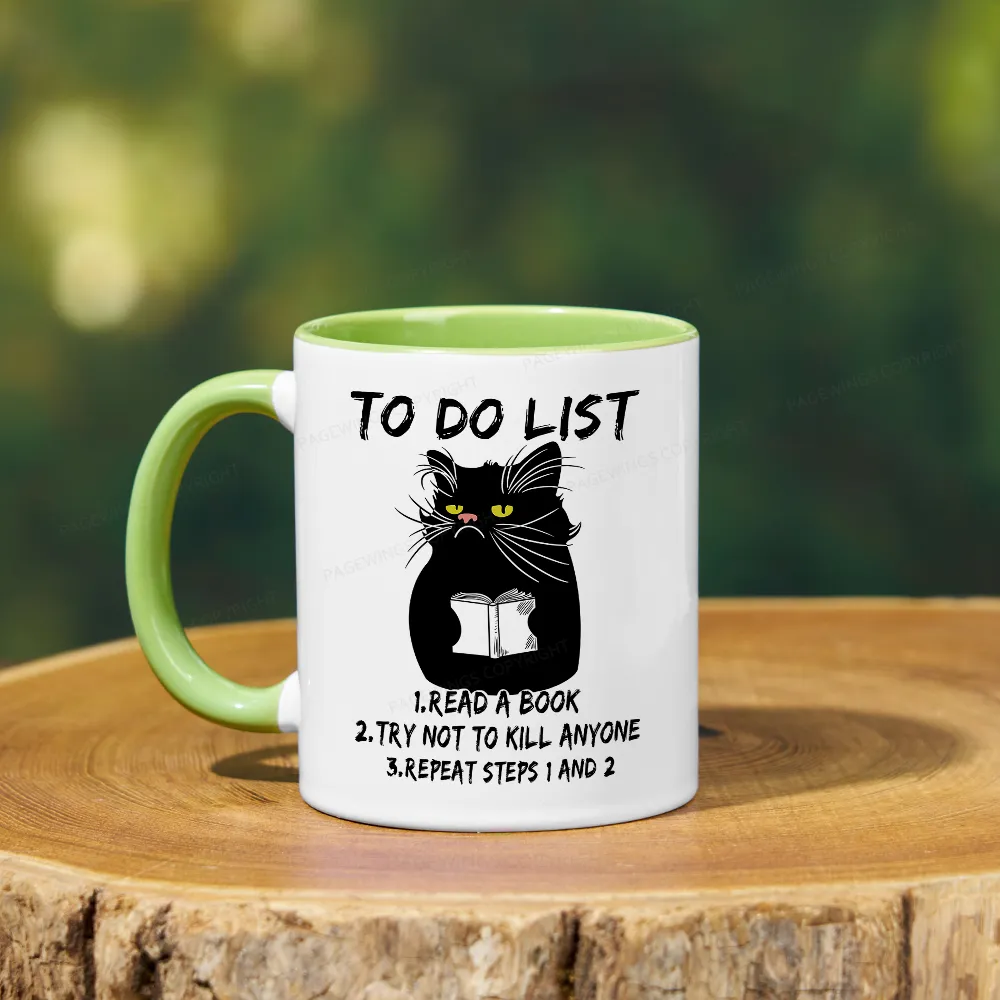 Pagewings Black Cat To Do List Mug