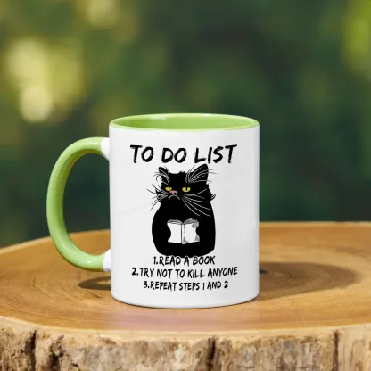 Pagewings Black Cat To Do List Mug
