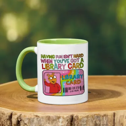 Pagewings Having Fun Isn't Hard When You've Got A Library Card Teacher Vintage Mug