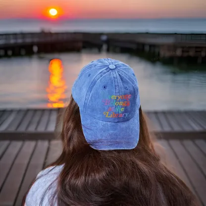Pagewings Everyone belongs at the library Washed Cap
