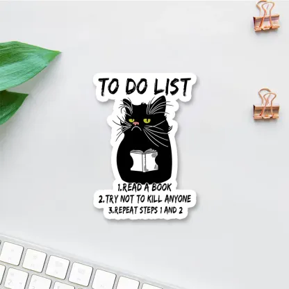 Pagewings Black Cat To Do List Sticker
