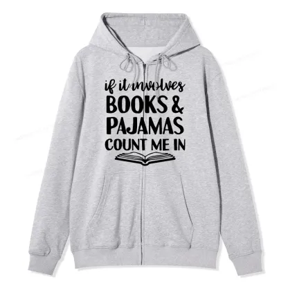 Pagewings Books And Pajamas Unisex Fleece Zip Up Hoodie