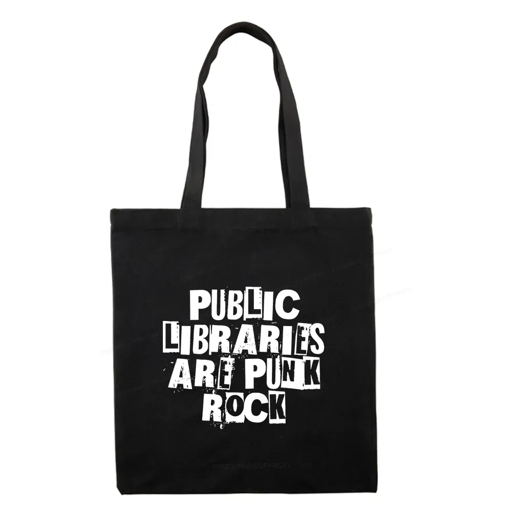 Pagewings Public Libraries Are Punk Rock Tote Bag