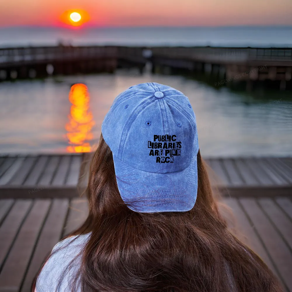 Pagewings Public Libraries Are Punk Rock Washed Cap