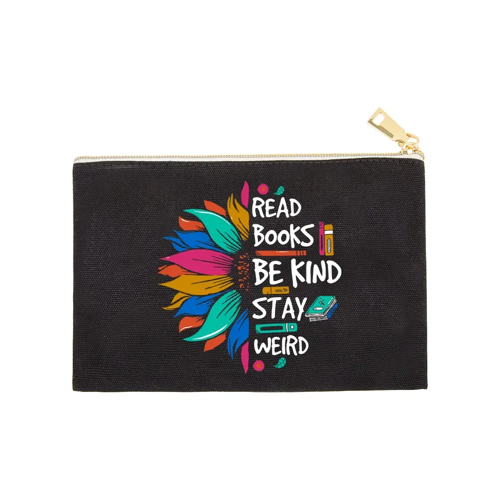 Pagewings Read Books Be Kind Stay Weird on Backpack Pouch