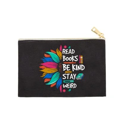 Pagewings Read Books Be Kind Stay Weird on Backpack Pouch