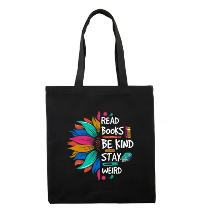Pagewings Read Books Be Kind Stay Weird on Backpack Tote Bag