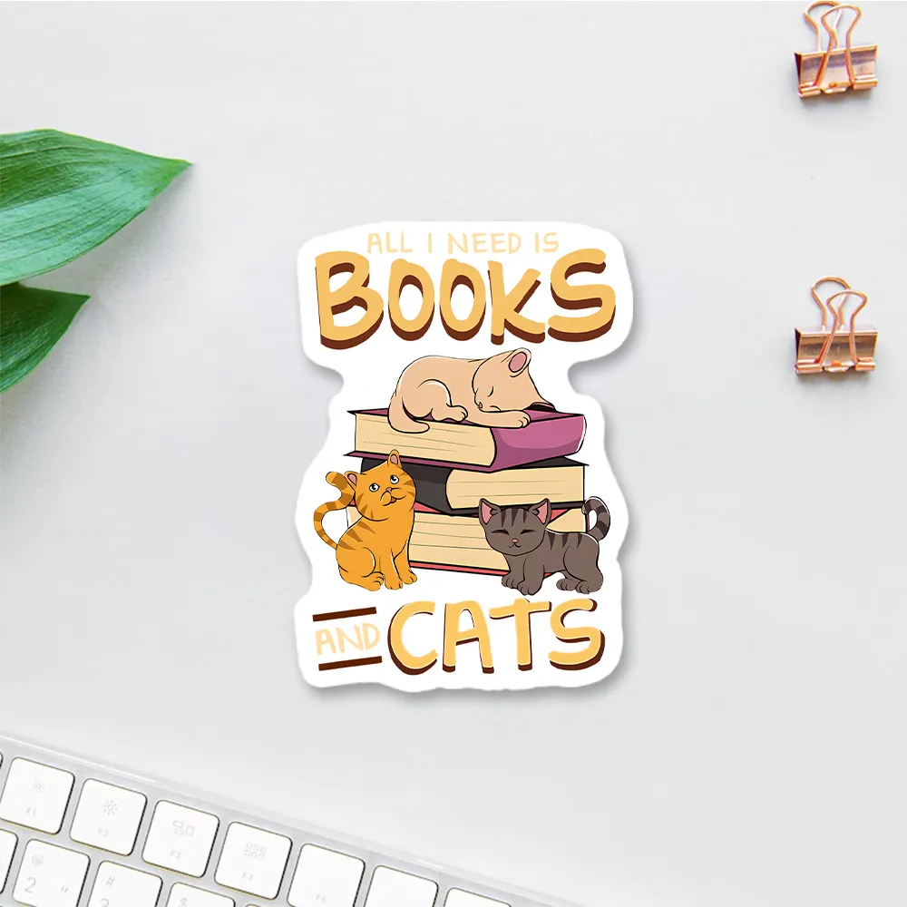 Pagewings All I Need Is Books And Cats Sticker