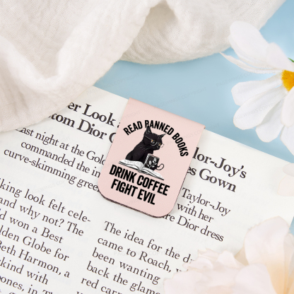 Pagewings Read Books Drink Coffee Fight Evil Shirt Feathers Quotes Magnetic Bookmark