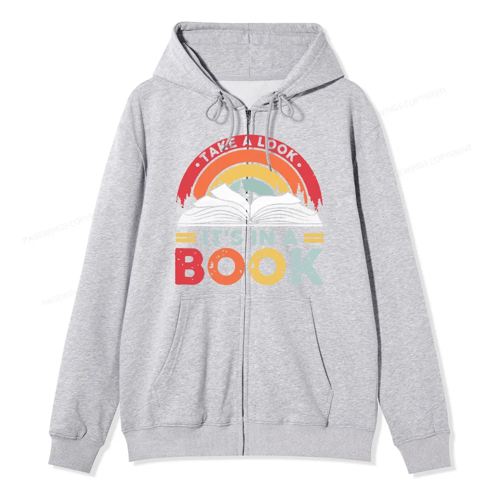 Pagewings Take A Look It's In A Book Unisex Fleece Zip Up Hoodie