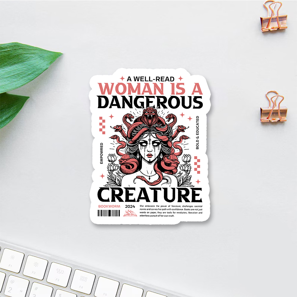 Pagewings A Well-Read Woman is A Dangerous Creature Sticker