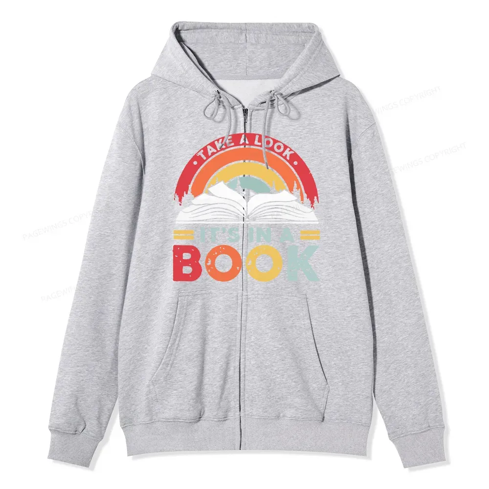 Pagewings Take A Look It's In A Book Unisex Fleece Zip Up Hoodie